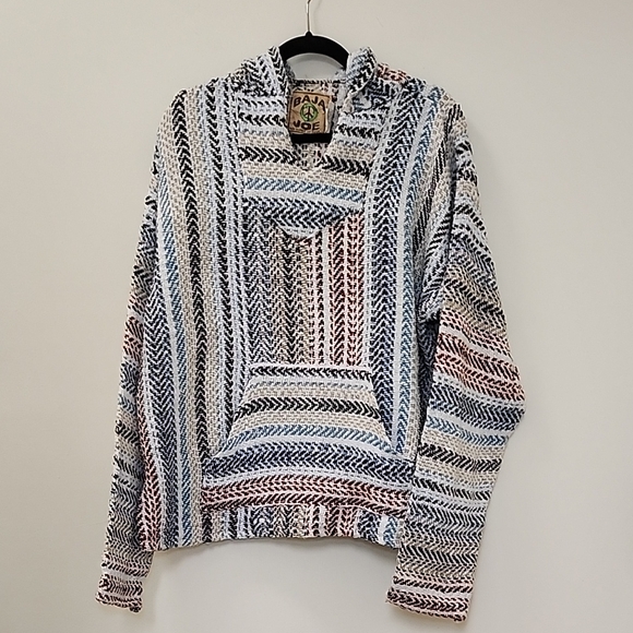 Baja Tops - Baja  Stripe Hoodie with Front Pocket Multicolor Coogi  Size Meduim